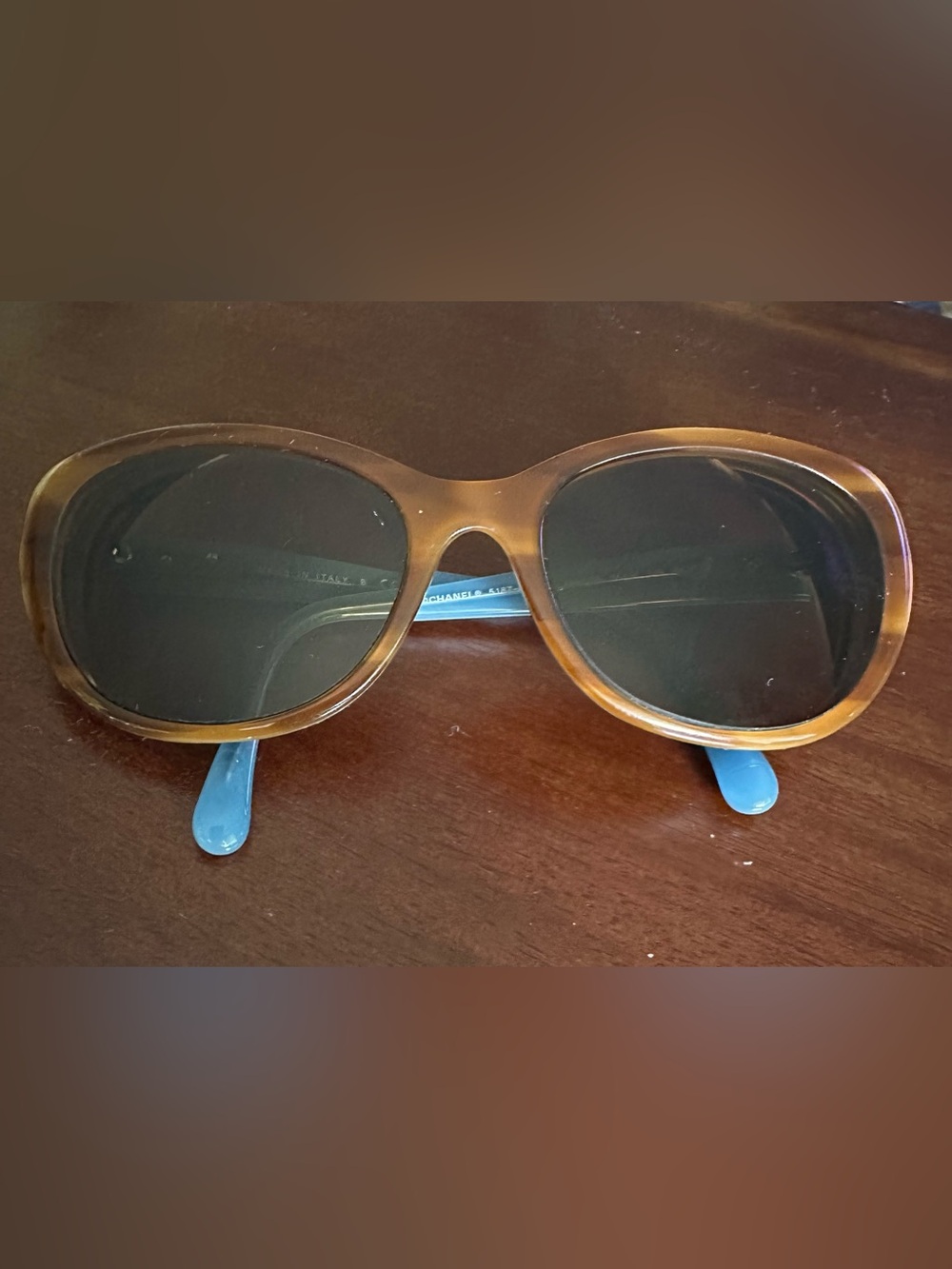 CHANEL Camellia Floral Sunglasses 5187-H Blue Brown Tortoise 55mm made in Italy
